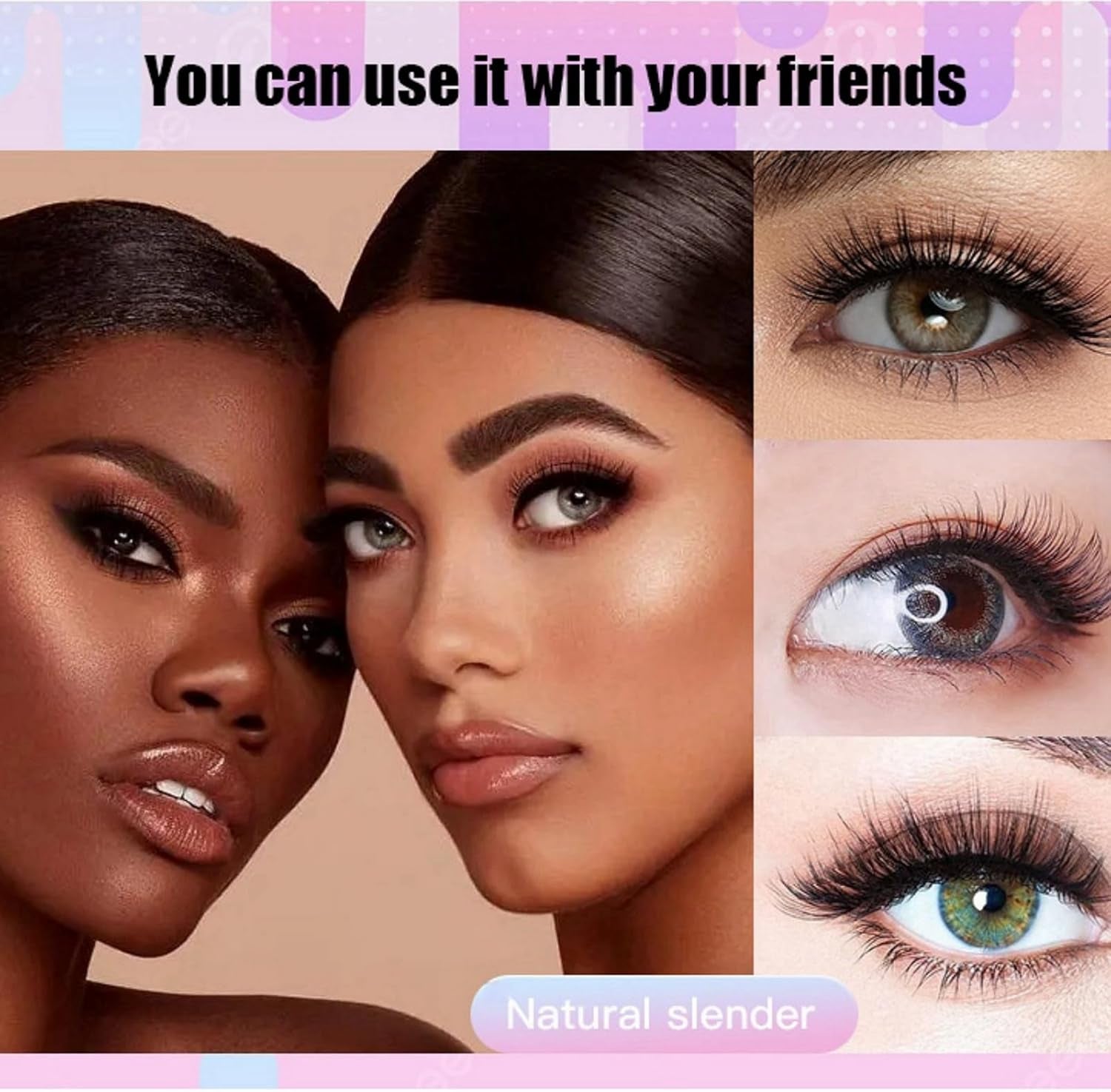 Magnetic Lashes,Magnetic Lashes Kit,Reusable Double Magnetic Lashes without Eyeliner,Magnetic Lashes with Natural Look,Eyelash Strips with Waterproof Magnets,Easy to Wear(Natural)