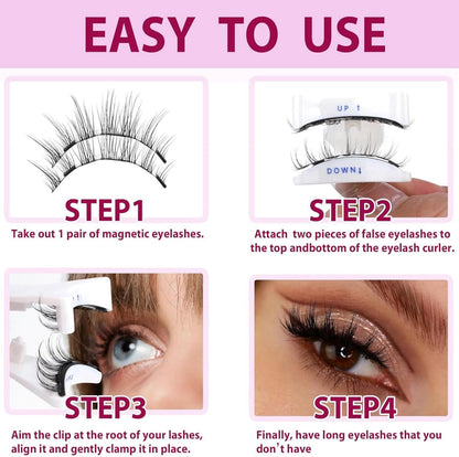 Magnetic Lashes,Magnetic Lashes Kit,Reusable Double Magnetic Lashes without Eyeliner,Magnetic Lashes with Natural Look,Eyelash Strips with Waterproof Magnets,Easy to Wear(Natural)