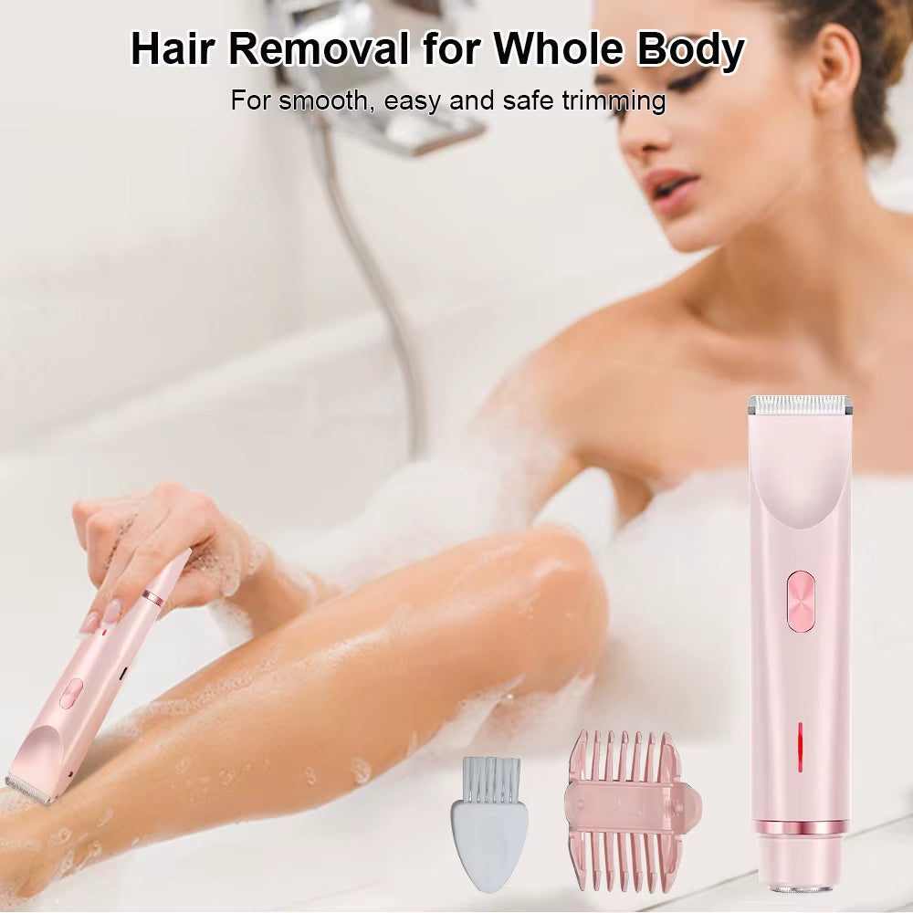 Electric Razors for Women 2In1 Bikini Trimmer Facial Mustache Shavers for Ladies Body Underarms Legs Portable Painless Epilator